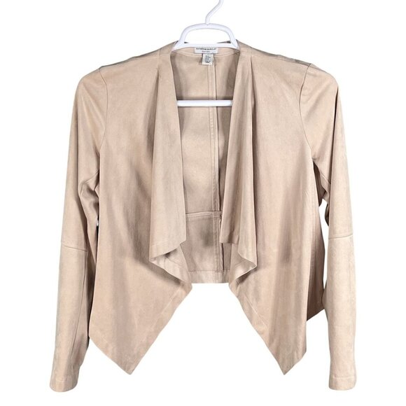 Katherine Barclay Montreal Womens M Faux Suede Tan Waterfall Front Drape Blazer - Picture 1 of 13